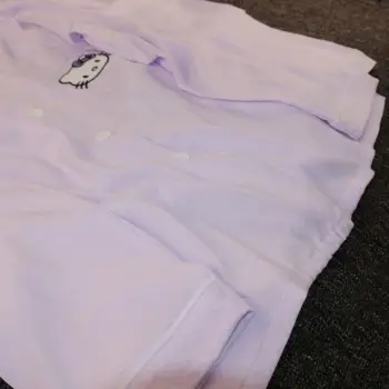 التطريز مرحبا كيتي منامة مجموعة المرأة خريف شتاء طويلة الأكمام سترة وبنطلون ملابس المنزل الكورية دعوى ملابس خاصة 5