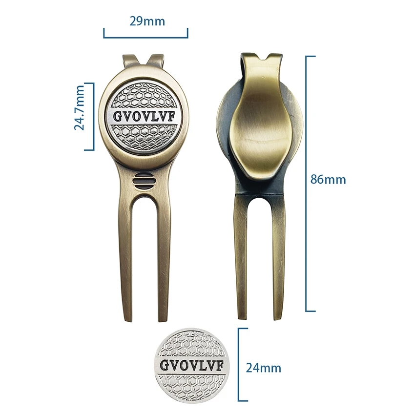 1pc Golf Divot Repair Tool with GvOvLvF Ball Marker, A Unique and Multi-Functional Golf Accessory, Silver And Copper Two Colors 6