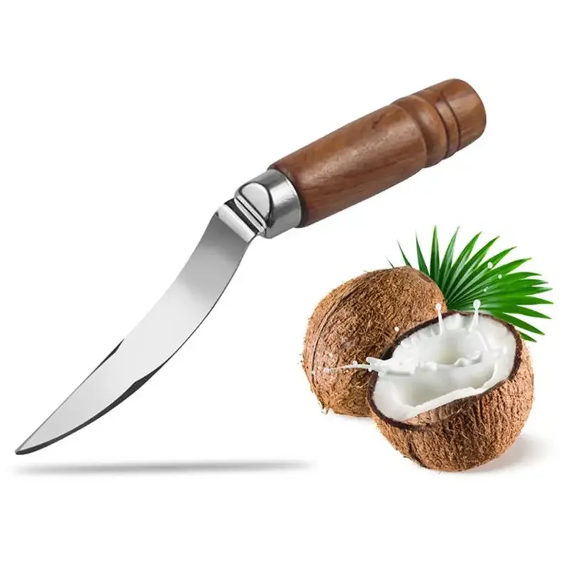 Digging Coconut Tool Stainless Steel Coconut Meat Extractor Shaving Cutter Wooden Handle Household Tools