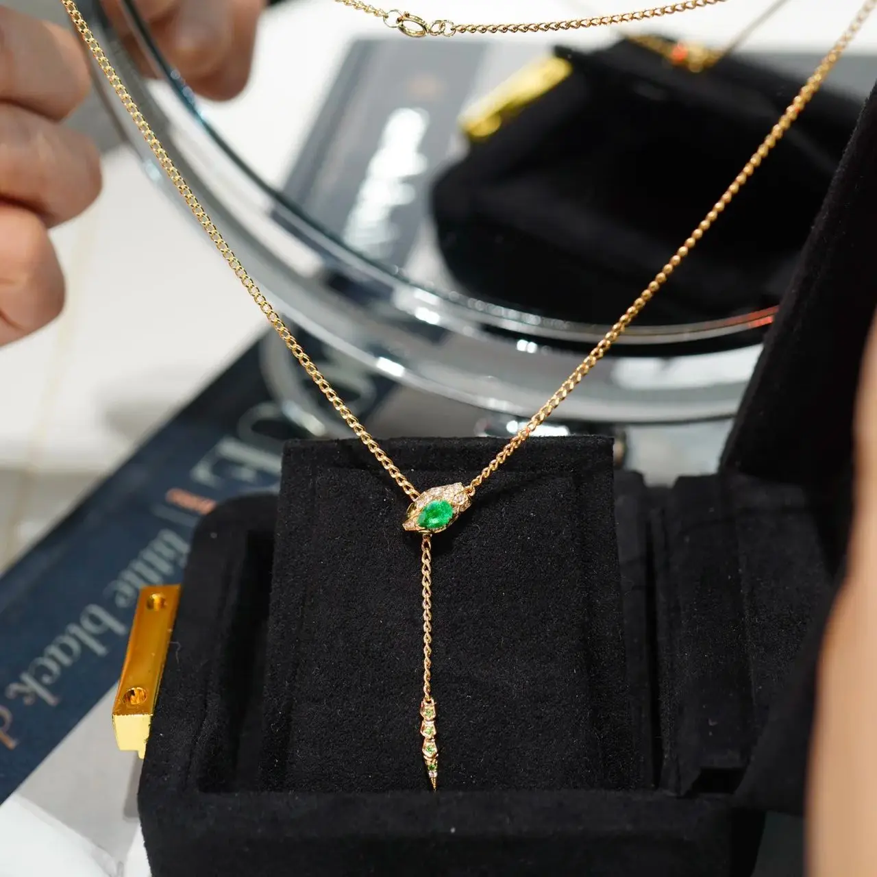 SX2024 천연 녹색 에메랄드 보석, 다이아몬드 펜던트, 고급 목걸이, 순수 18K 골드, AU750, 0.4ct