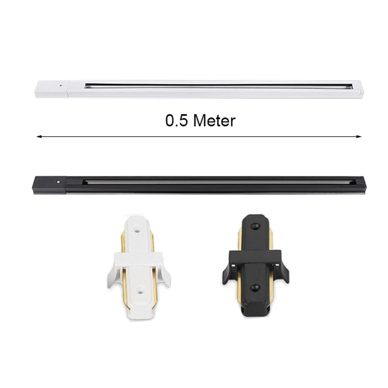 Black and White LED Track Light Rail 0.5M 2-wire Electrified Aluminum Two-Phase Electric Universal Track Clamp Spotlight Lightin 3
