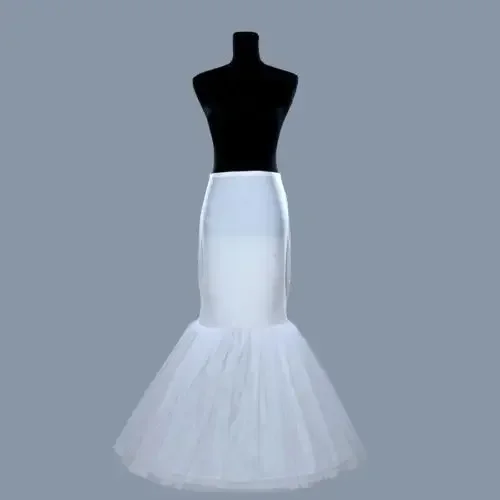 White Floor Length Mermaid Bridal 1 Hoop Petticoat Crinoline Slips Underskirt