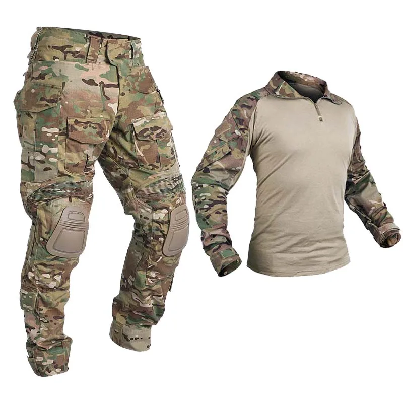 

G3 Fold Tactical Pants Military Clothing Men Shirt with Pads Army Camouflage Combat Uniform Airsoft Paintball Hunting Clothes