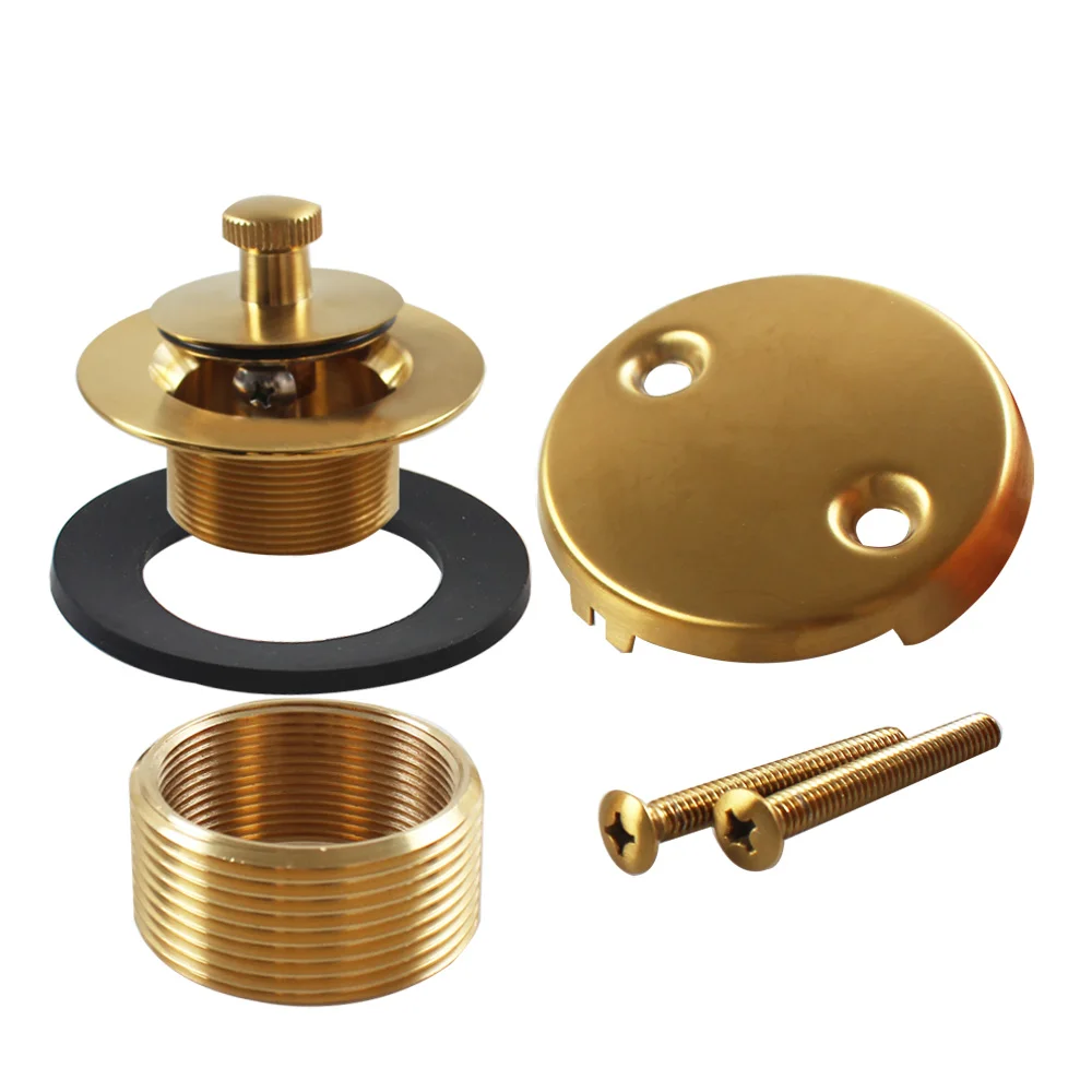 Talea Bath Drain Kit Accessory Gold Finish Two-Hole Overflow Cover Bathroom TYYG001001