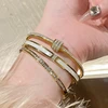 Titanium Steel Gold Silver Color Bangles for Women Girls Trend Waterproof Jewelry Luxury Sparkling Zircon Bracelet Bangle 3
