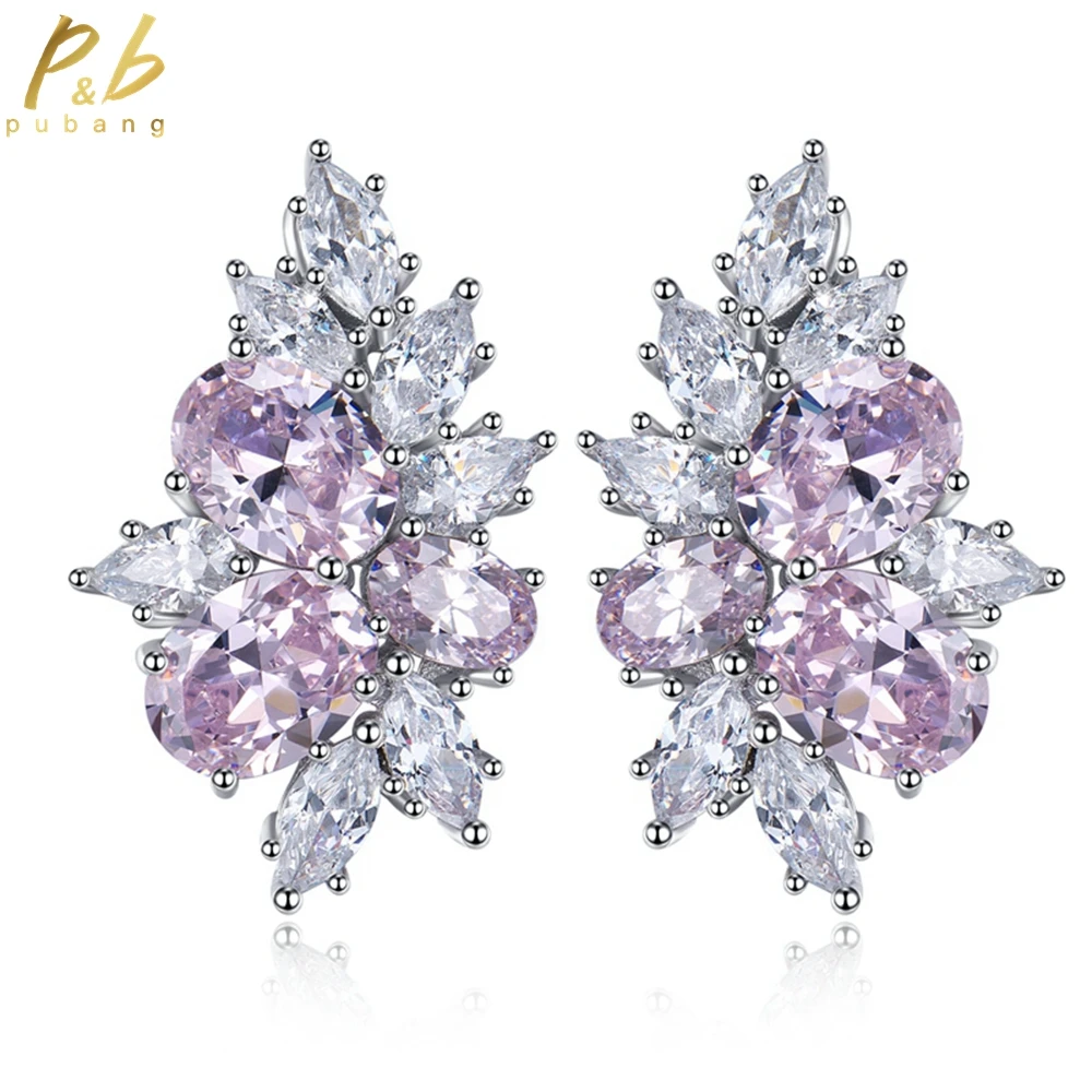 

PuBang Fine Jewelry Solid 925 Sterling Silver Oval Gem Created Moissanite Stud Earrings for Women Anniversary Gift Drop Shipping