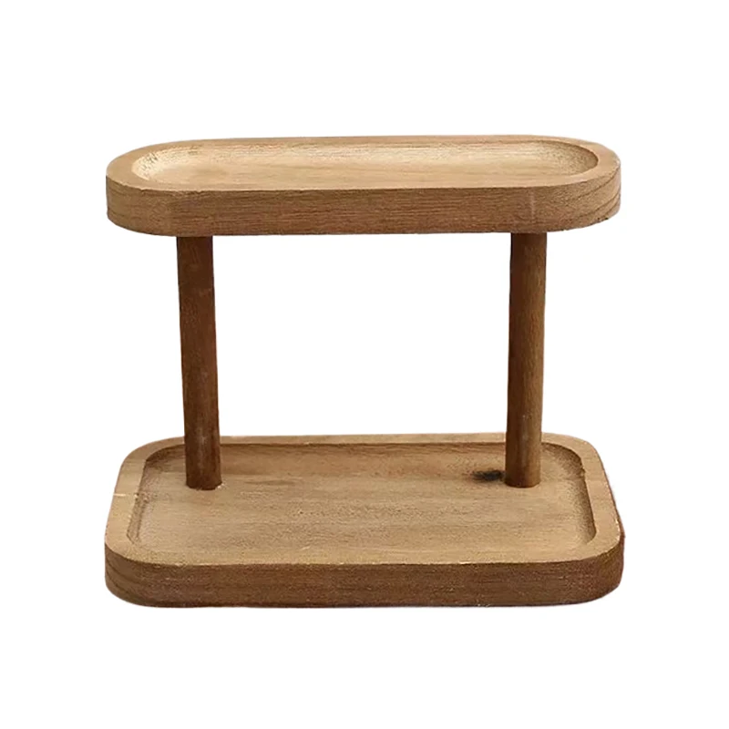 2-Tiers Wooden Storage Shelf Desktop Organizer Shelves Desk Display Rack Desktop Dressing Table Cosmetics Storage Rack 1