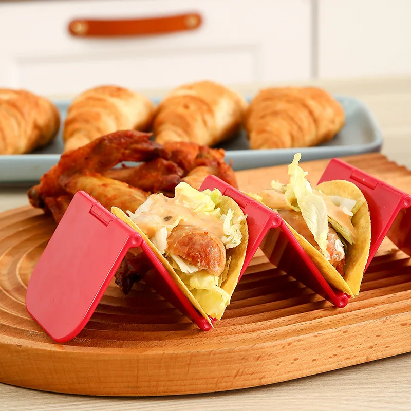 Folding Taco Holder Portability Taco Holder Stand Space Saving Rack Mexican Food Stand Holds Soft Shells Wave Shape Kitchen Tool