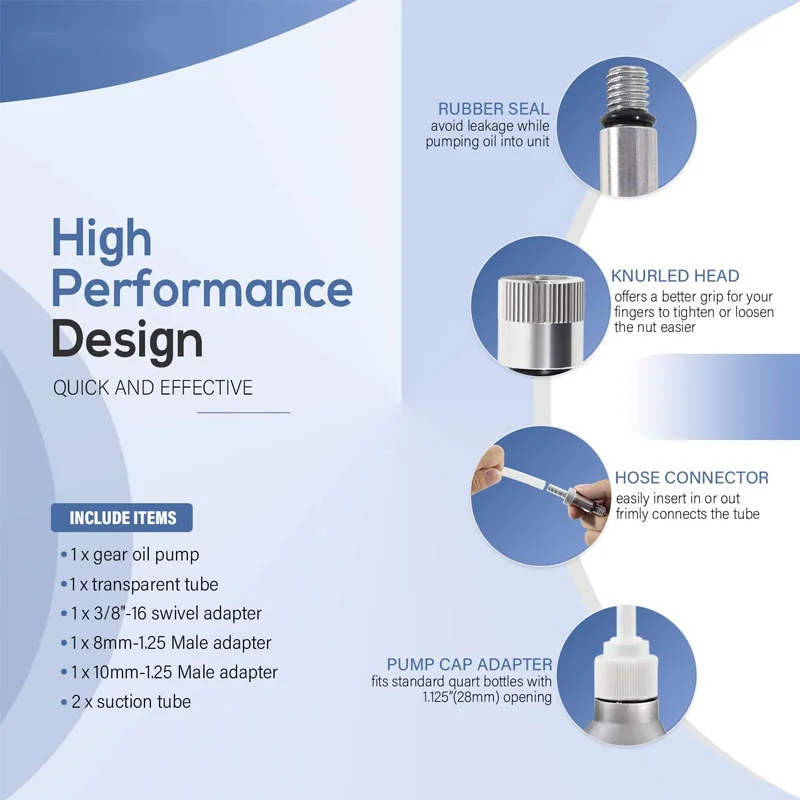ANX Untere Getriebeölpumpe mit 3/8-Zoll-Metall-Drehkopf, für Standard-Quartflaschen und die meisten Außenbordmotoren von Booten, 6 Stück/Set – Detail 8