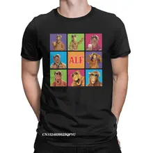 Alf Squares Si Fi camisetas para hombre, Camisas divertidas de alienígena peludo, Harajuku, de cuello redondo, de algodón Premium, Camisas estéticas