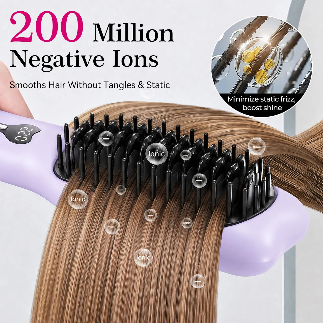 Hatteker Wireless Hair Straightening Comb Portable USB Multi-temperature Control for Straightening And Curling 3