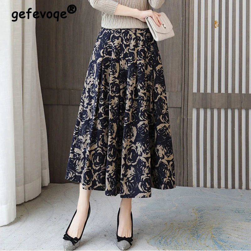 

Woman Summer Mother Causal Fashion Slim Fit Floral Print Midi Dress Elegant Female Clothing Retro Elasticity Waist Vestidos 2022