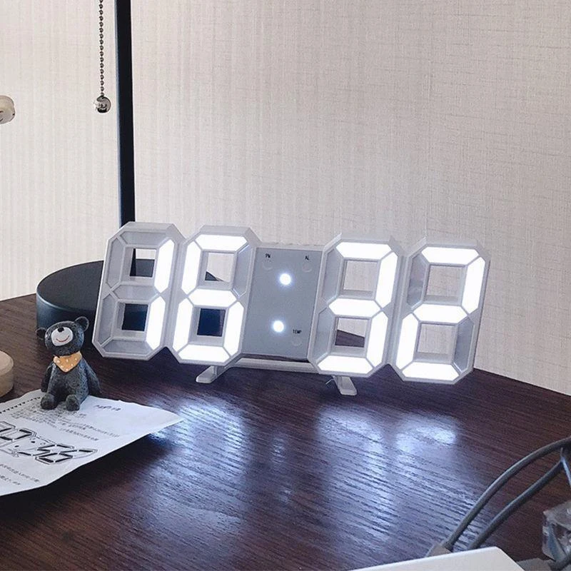 Simple Fashion Electronic 3D Luminous Digital Clock Voice-activated Silent Alarm Creative Desktop digital clock