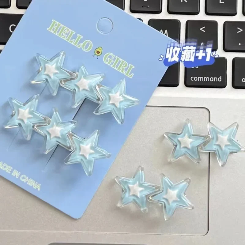 Korean Y2k Blue Star Hair Clip 2023 New Trendy Sweet Japanese Sweet Cool Pentagram Hairpin Student Hair Accessories for Girls