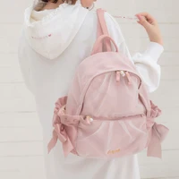 Sweet Cute Casual Girlish Heart Cute Bowknot Mesh Backpack Japanese Style Students Schoolbag Commute Shoulder Women's Bags 2
