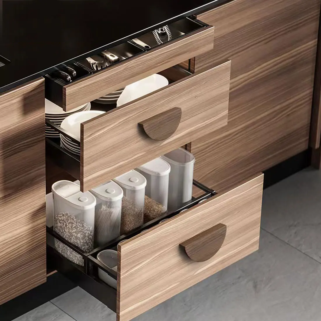 Wood Door Handle Nordic Semicircle Wooden Cabinet Handles Drawer Knobs Wardrobes Hardware Child Closet Furniture Knobs