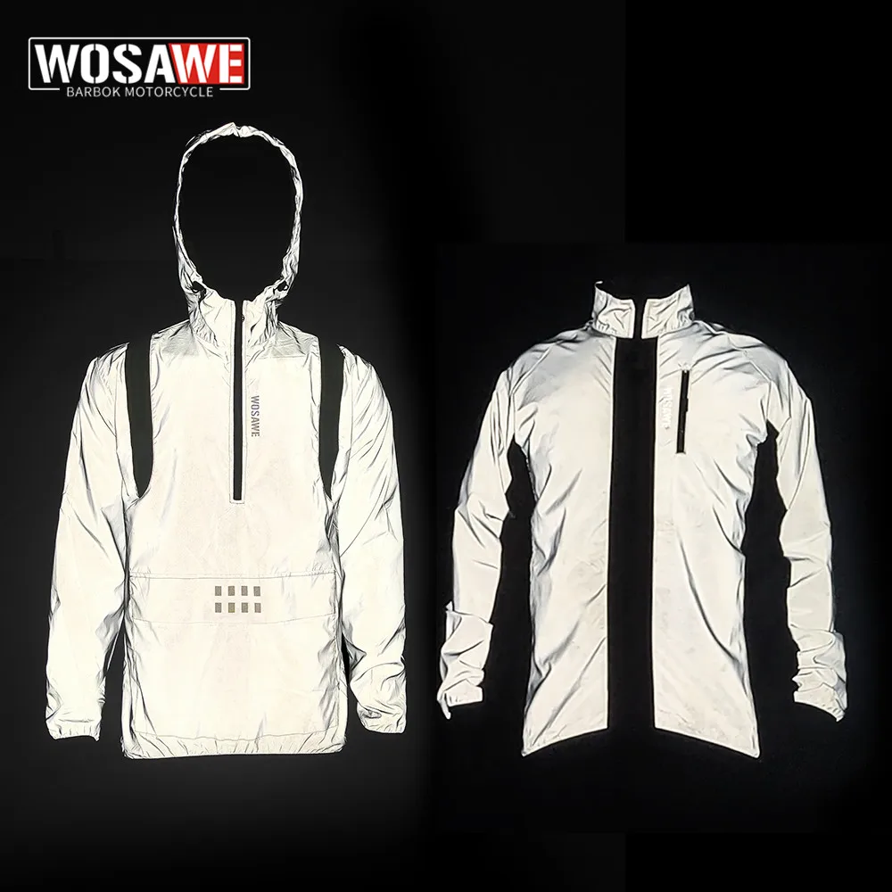 Reflective Safety Jacket Cycling Windbreaker WOSAWE Men's Reflective jacket Windproof Running Safety jacket Motorcycle Cycling MTB Riding Bike Bicycle Clothing Jacket