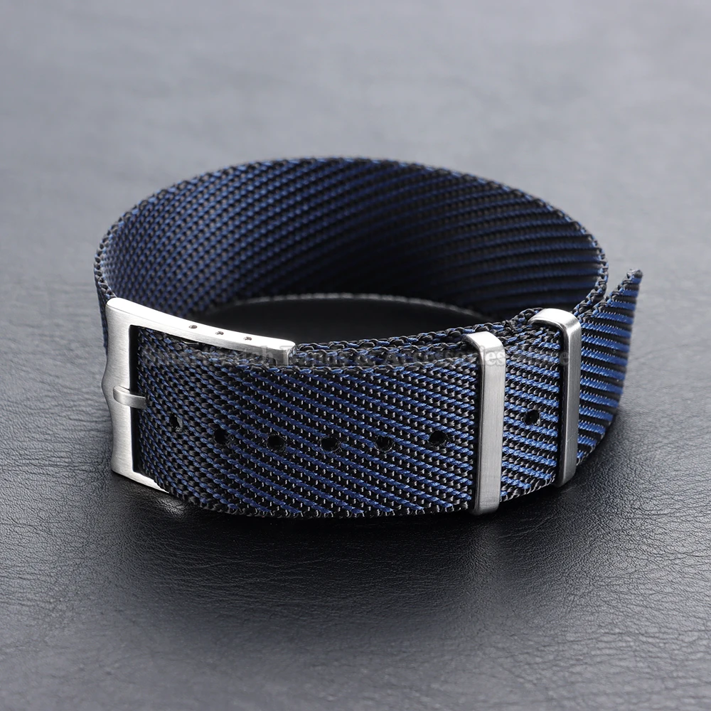 Nylon Canvas Striped Braided Watch Strap - Military Sport Style, 20mm & 22mm
