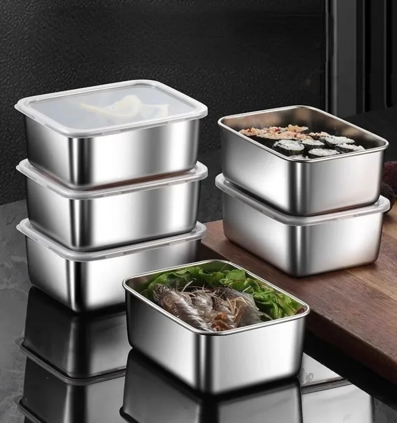 Stainless Steel Fresh-Keeping Box Vegetables Fresh Refrigerator Food Storage Box Kitchen Organizer And Storage Container Crisper 3
