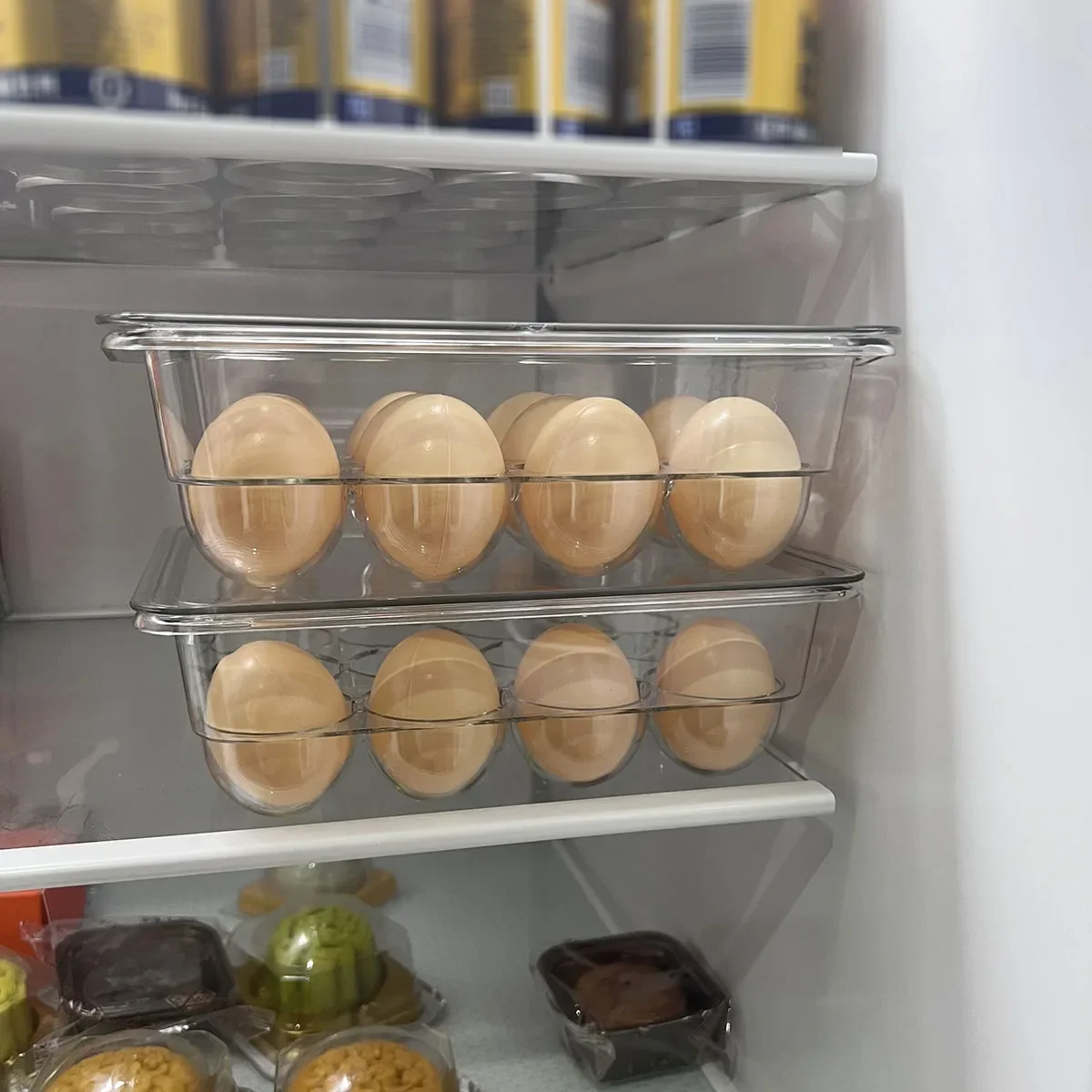 1pc-refrigerator Storage, Kitchen Sorting, Egg Tray Preservation Box, Egg Compartment, Household Egg Tray, Plastic Egg Box, Duck