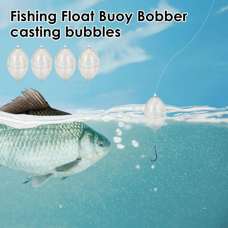 5pc Fishing Clear Float Buoy Slip Bobber Strike Indicator PVC Plastic Oval Float Slip Cast Spin Surface Bubble Float Transparent