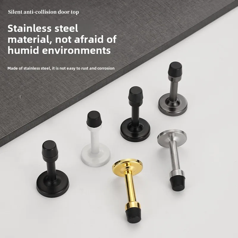 Stainless Steel Door Stops Wall Mounted Door Stopper with Rubber Holder and Catch Floor Fitting with Screws for HomeBedroom door stopper
