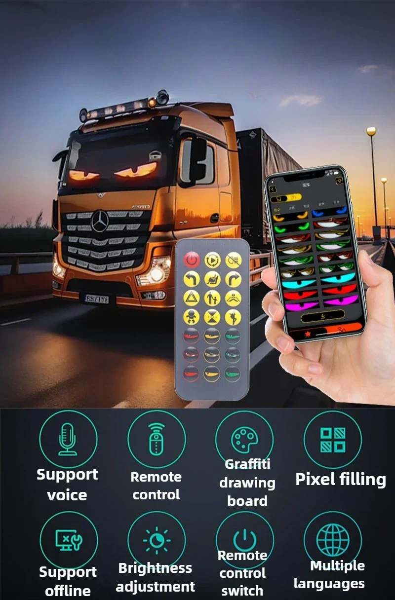 2 in 1 LED Matrix Pixel Panel Display Screen Flexible RGB Car Graffiti Scrolling Text Animation Shop Reminder Light Bluetooth led display light,led panel,led light