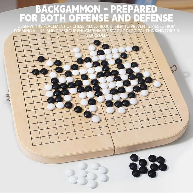 Go Game Set Chinese Weiqi Go Game Board Folding Table Go Chess Set Toy Go Game Wood Go Game Portable Board Game Chess Pieces Che 6