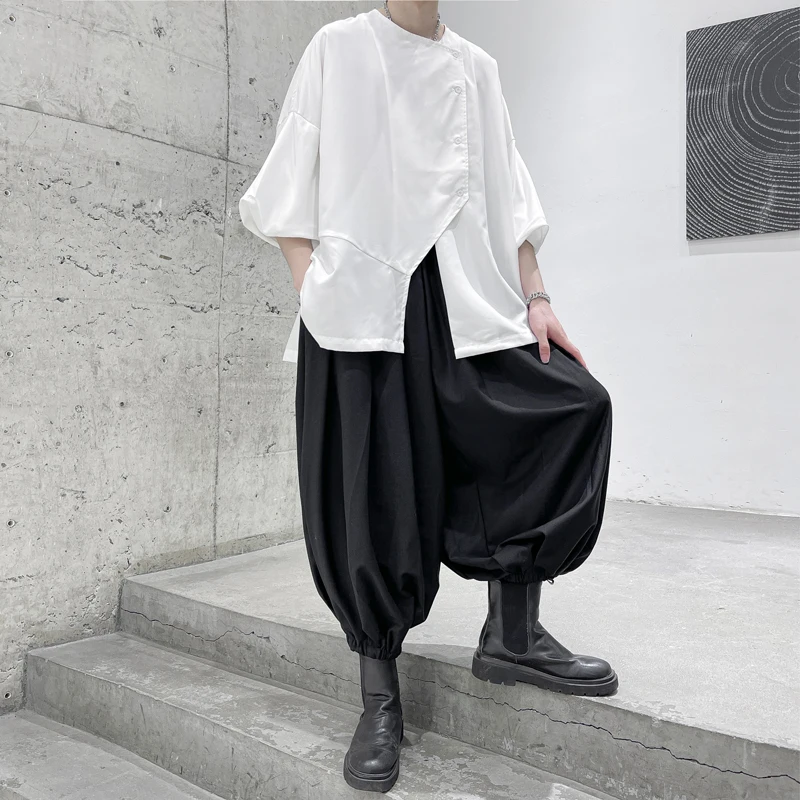 Casual Pants for Men High Street Elastic Waist Harem Pants Male Black Large Size 6XL Wide Leg Bloomers Trousers Streetwear 3