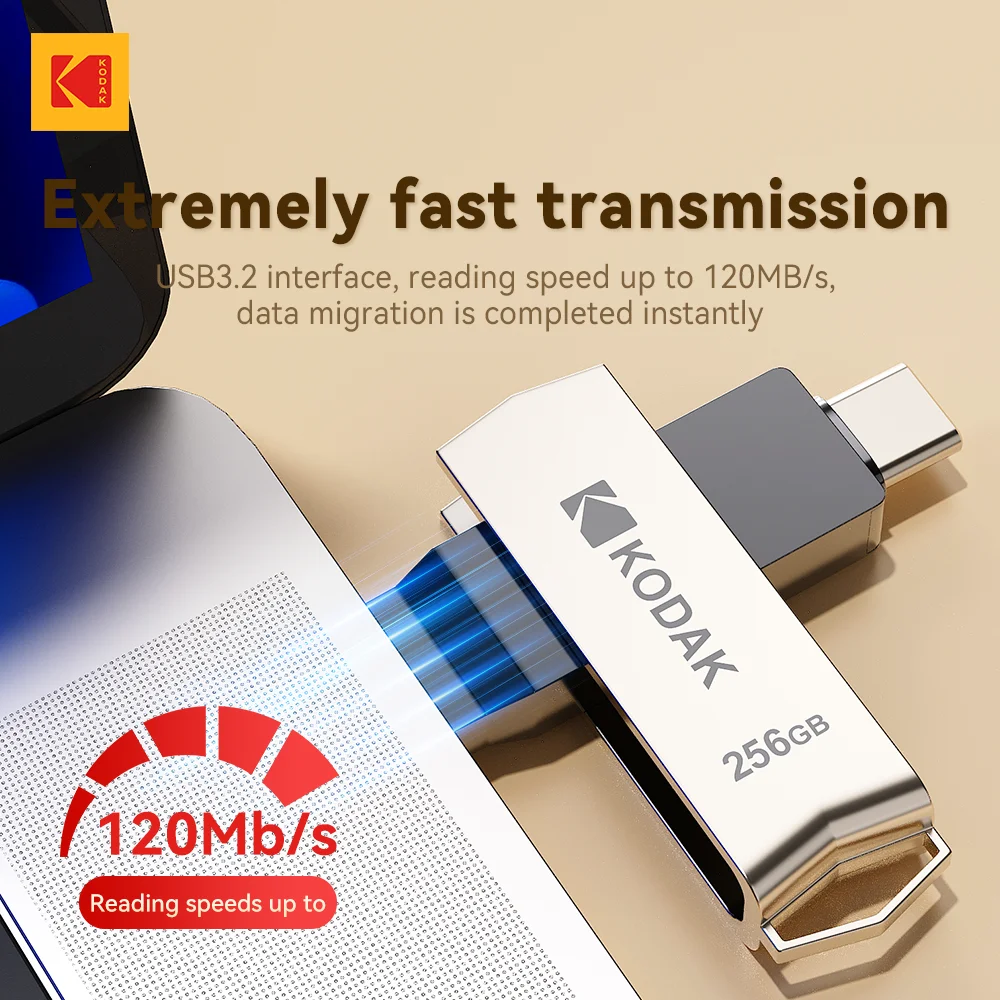 오리지널 코닥 K273 USB 3.2 타입-C 펜드라이브 256GB 128GB 64GB..