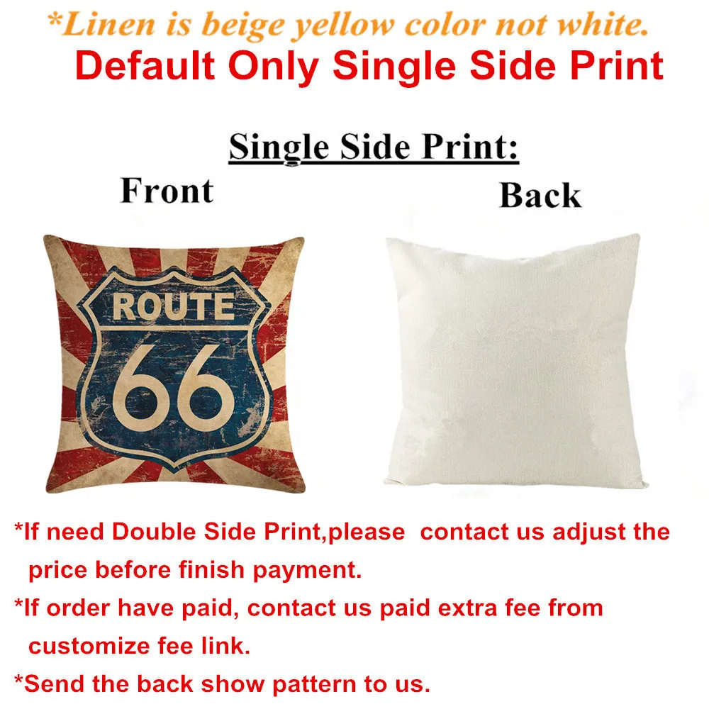 빈티지 Route 66 린넨 베개 케이스, 미국 고속도로 어머니 도로 소프트 쿠션 커버, 소파 홈 오피스 장식, 던지기 베개, 40  cm, 45 cm, 50 cm, 60cm-Freehip.co.kr