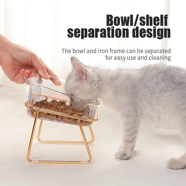 Transparent Double Cat Bowl with Vertical Design for Easy Feeding and Hydration - Ideal Pet Supplies for Cats 6