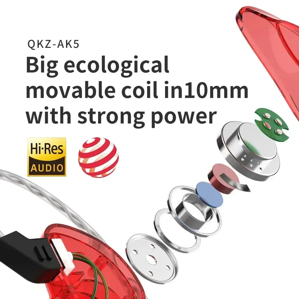 CK5 Dynamic Copper Driver HiFi Wired Earphone Monitor Sport Headphone Bass Stereo Headset Music Earbuds 3.5MM In Ear With Mic