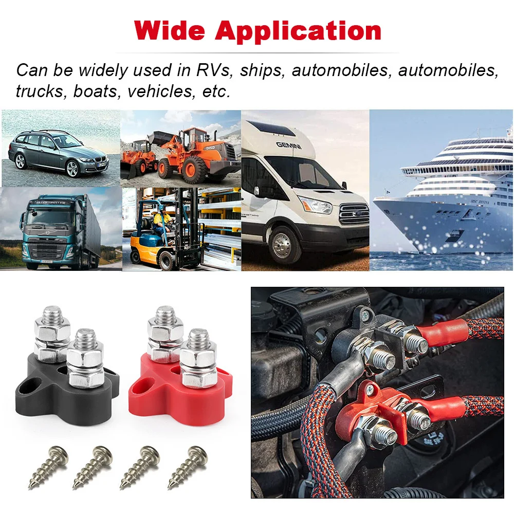 Power Distribution Block M6 M8 M10 Terminal Block Studs Bus Bar 5/16" 1/4" Positive Negative Heavy Duty for Truck RV Boat