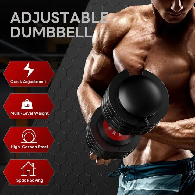 QuickAdjust 55lbs Dumbbell for Home Gym 3