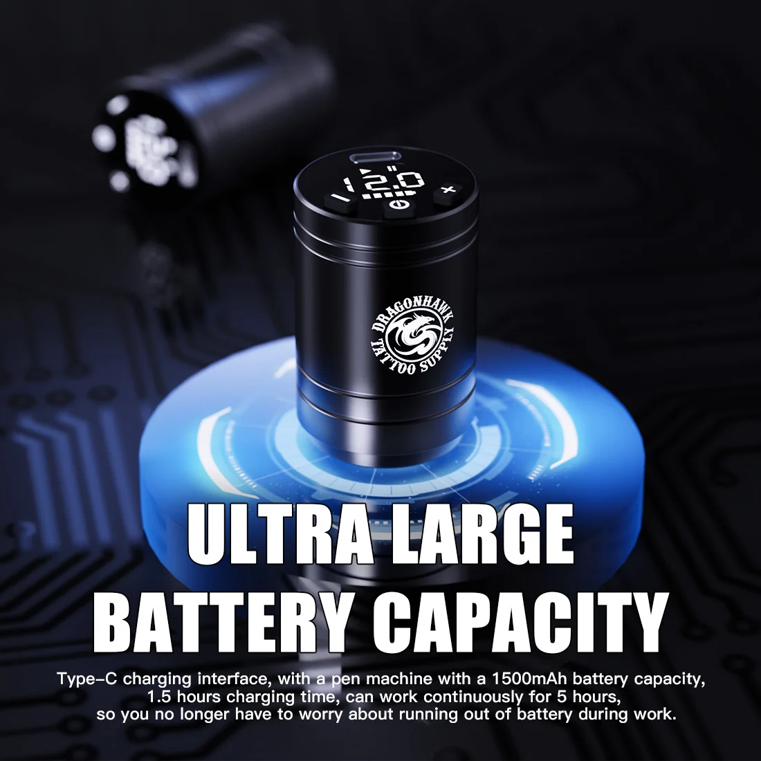 Dragonhawk 7 ストロークワイヤレスタトゥーマシンロータリーコアレス