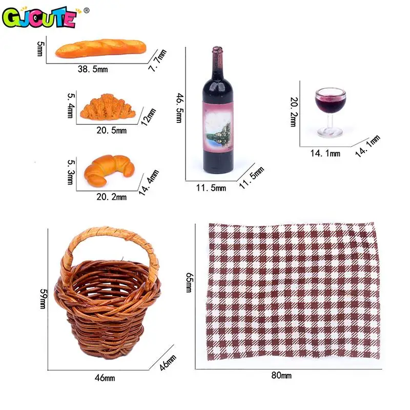 1Set Dollhouse Miniature Fabric Honey Bread Picnic Basket Kitchen Model Camping Scene Decor Toy Doll House Accessories 3