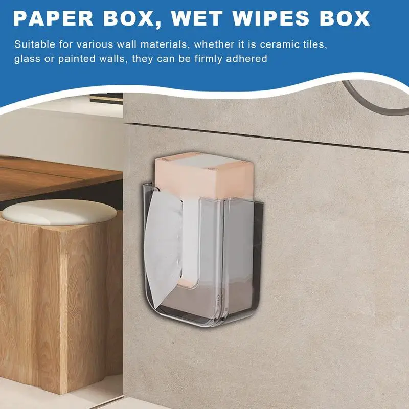 Bathroom Wall Mounted Wet Tissue Storage Box Self-adhesive Paper Towel Holder