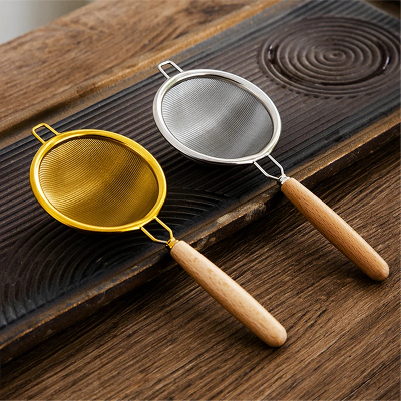 Description Picture 5 of itemWooden Handle Reusable Tea Strainer Stainless Steel Fine Leak Mesh Sieve Tea Leaf Infuser Coffee Filters Teapot Accessories