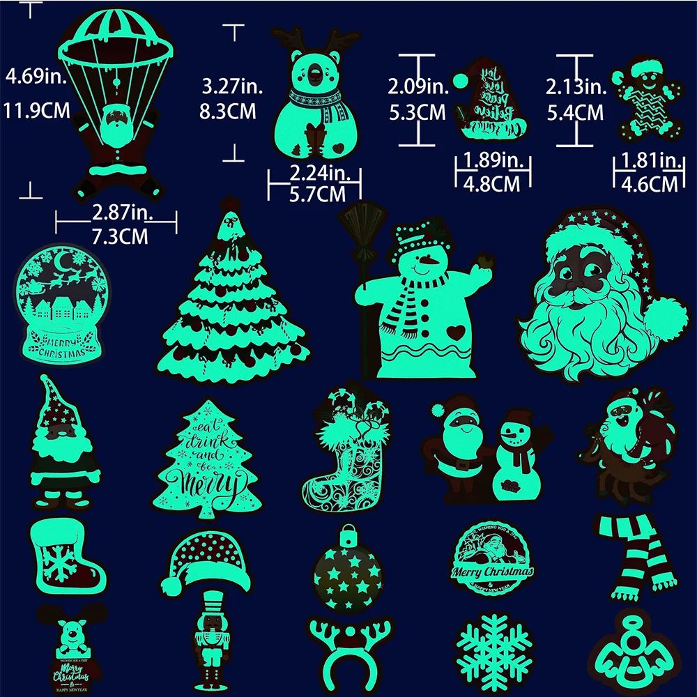 

10/30PCS Cool Neon Light Cute Santa Cartoon Stickers Aesthetic Luminous Christmas Decals DIY Laptop Phone Wall Cute Sticker Pack
