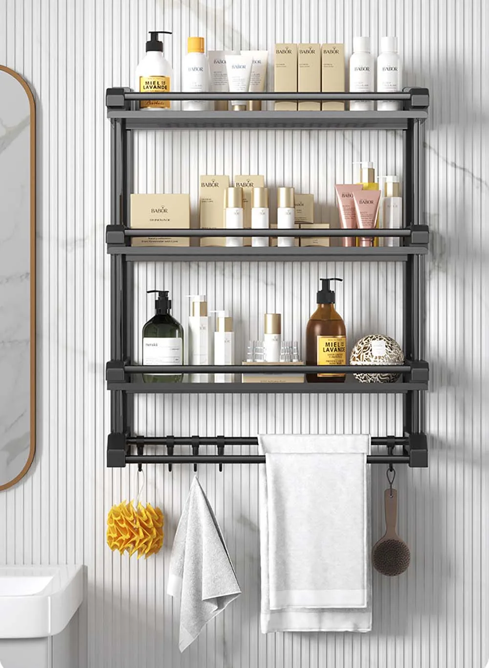 mDesign Steel Bathroom Shower Caddy Hanging Rack Storage Organizer