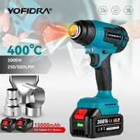 YOFIDRA 2000W Electric Heat Gun for Makita 18V Battery Cordless Handheld Hot Air Gun with 3 Nozzles Industrial Home Hair Dryer 1