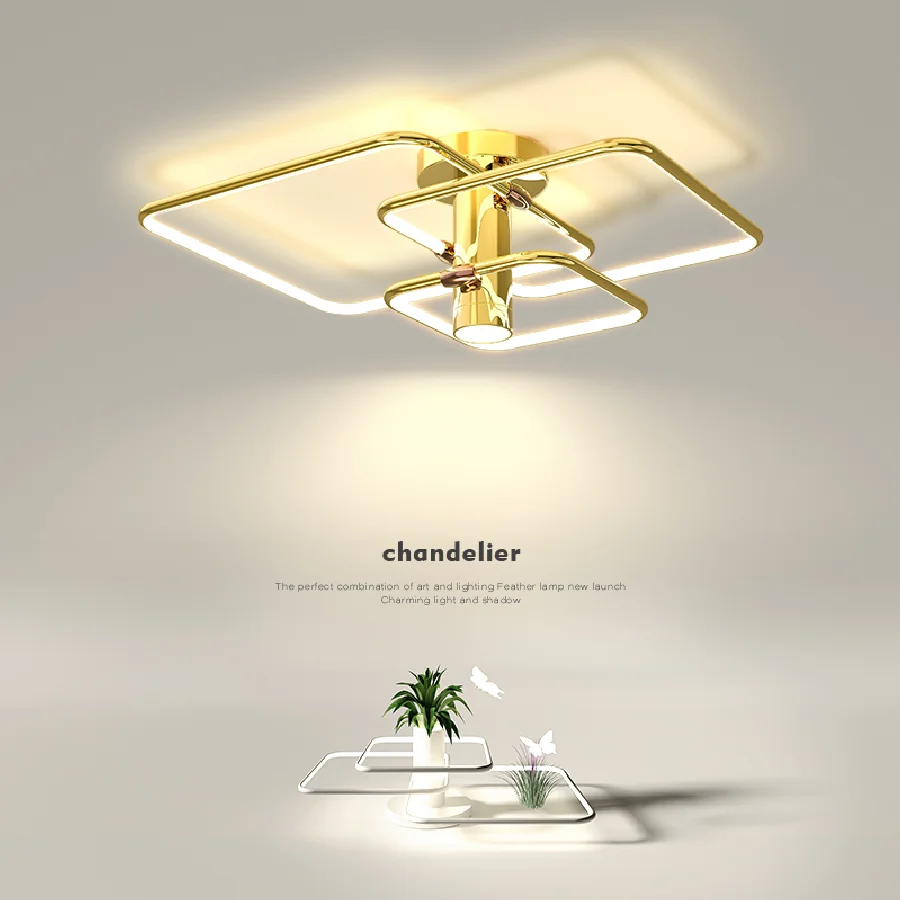 

Позолоченная кольцевая фотолюстра, современная светодиодная Люстра для кровати, гостиной, декоративная люстра, светодиодная лампа, современная люстра