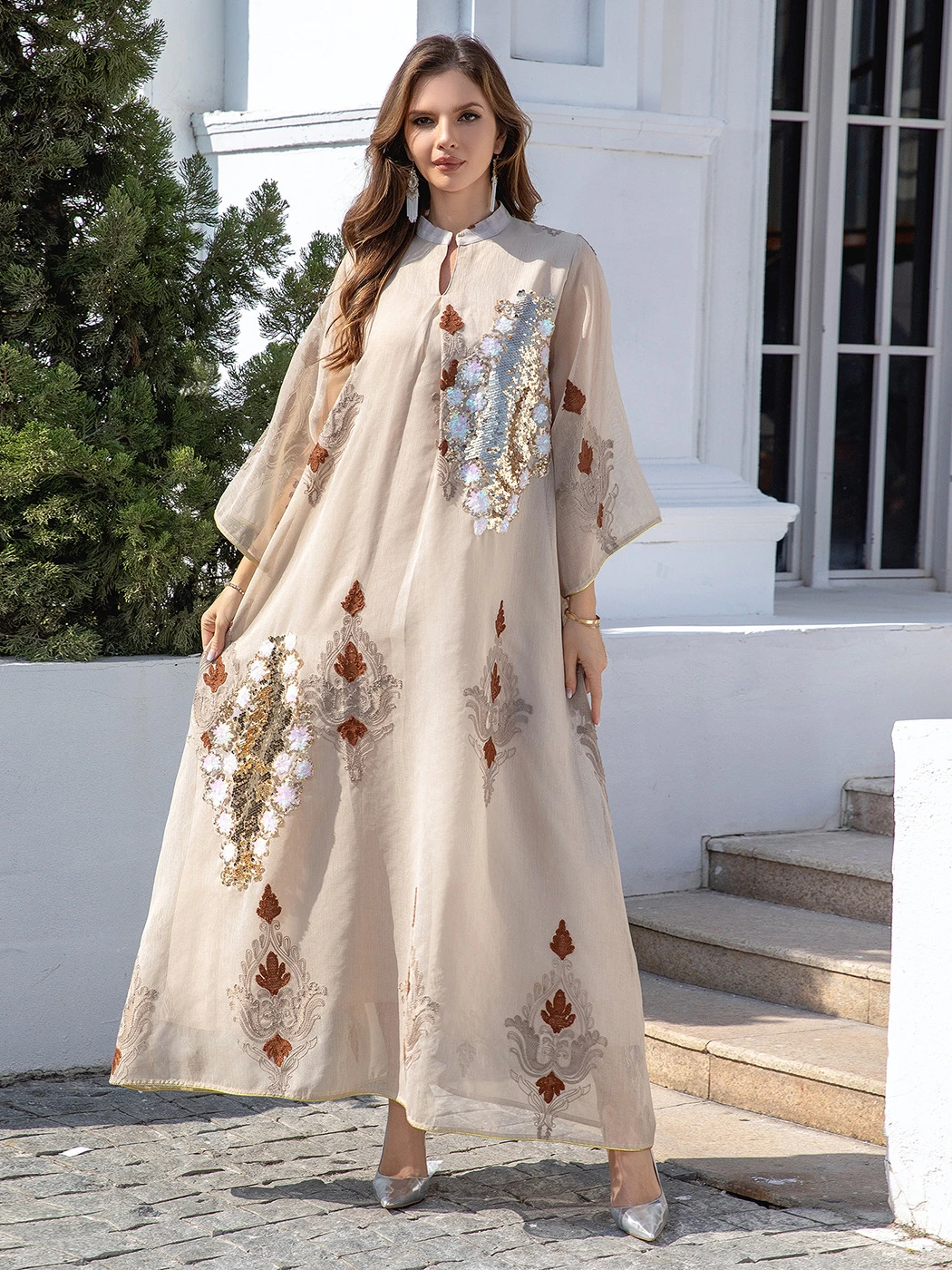 Modest sequin dress for women, Ramadan, Moroccan, abaya, Eid, Islamic dresses, Saudi, jalabiya, party abayas, caftan, Arabic cloak,