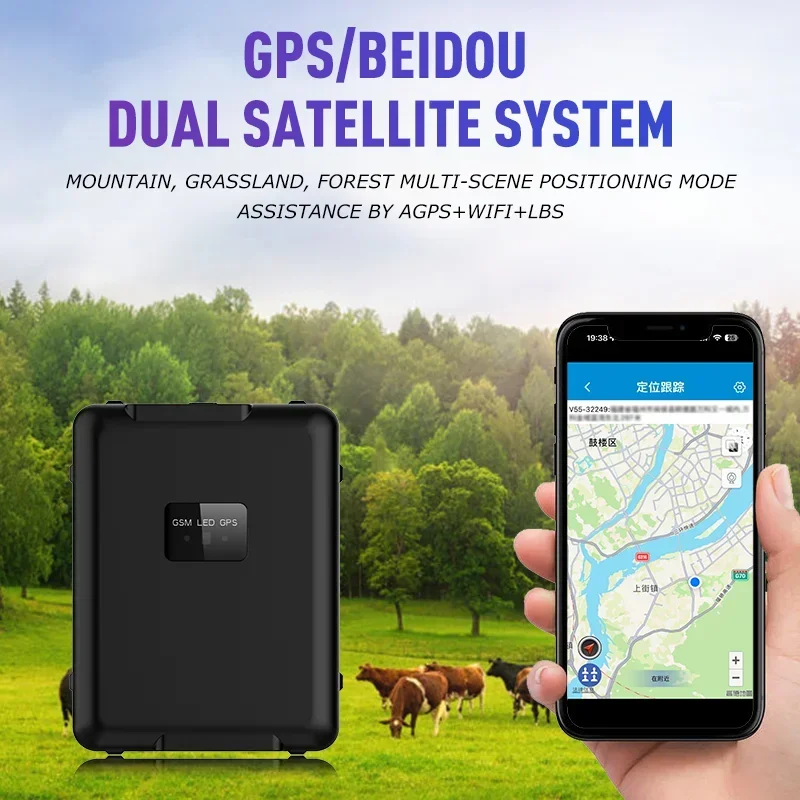 RF-V55 4G LTE GPS Tracker Sheep Cow Cattle Horse GPS Tracking Device Locator 30000mAh Long Standby Time IP67 Waterproof