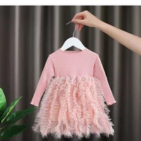 80-120cm Long Sleeve Winter Kids Dresses Girls Newborn Christening Gown Infant Toddler Girls Dress Baptism Little Baby Vestidos 2