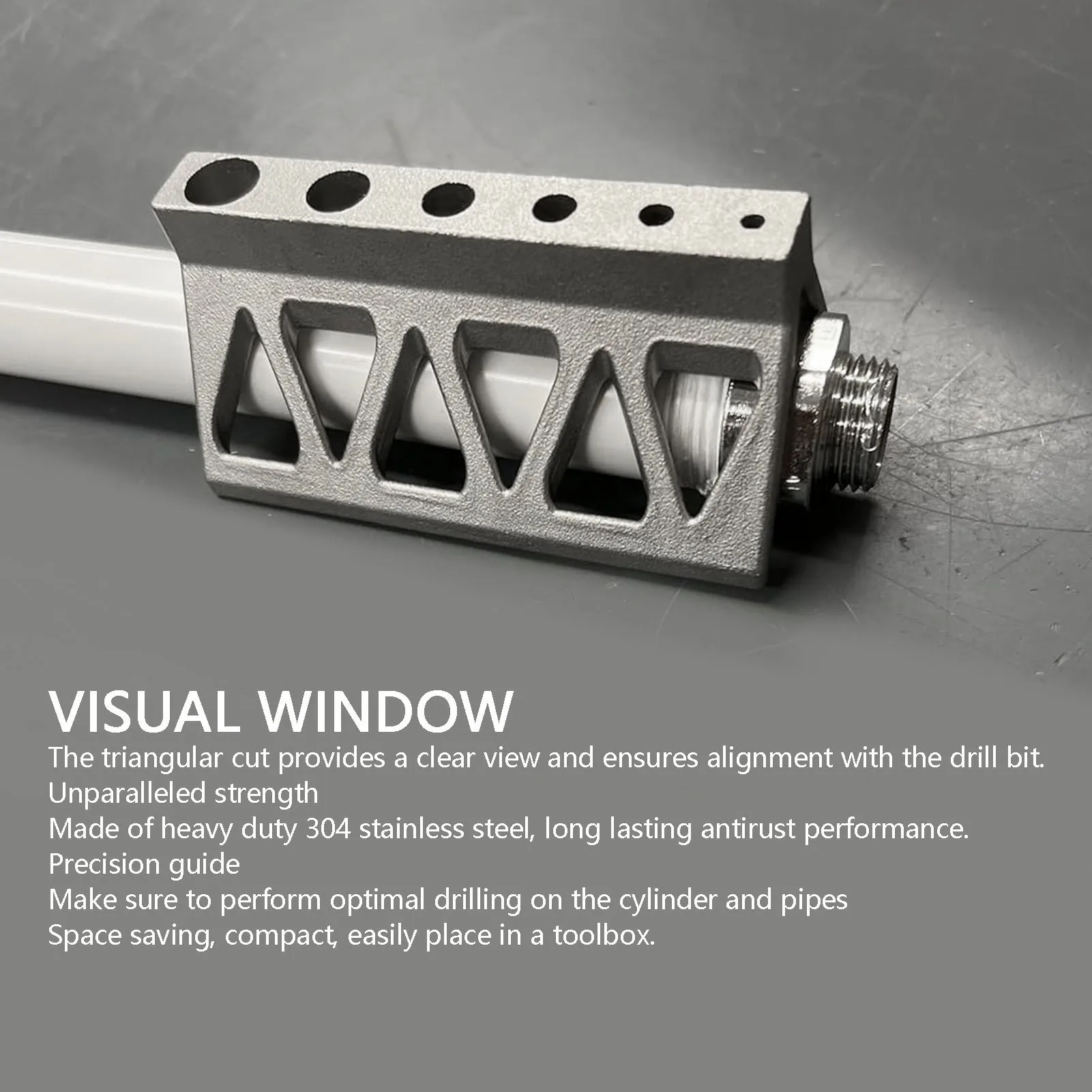 Pipe Drill Jig For Cylinders 304 Stainless Steel Triangular Viewing Window Rustproof Pipe Drill Bit  for Cylinders Pipes