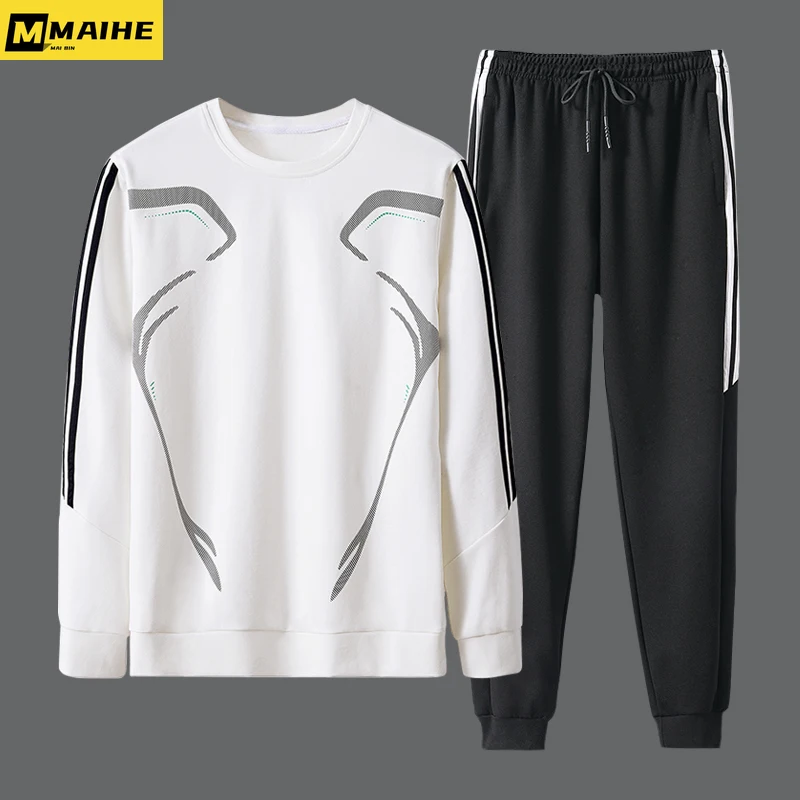 Осенняя мужская спортивная одежда, Модный повседневный свитшот + брюки, спортивная одежда для бега, мужская спортивная одежда для улицы