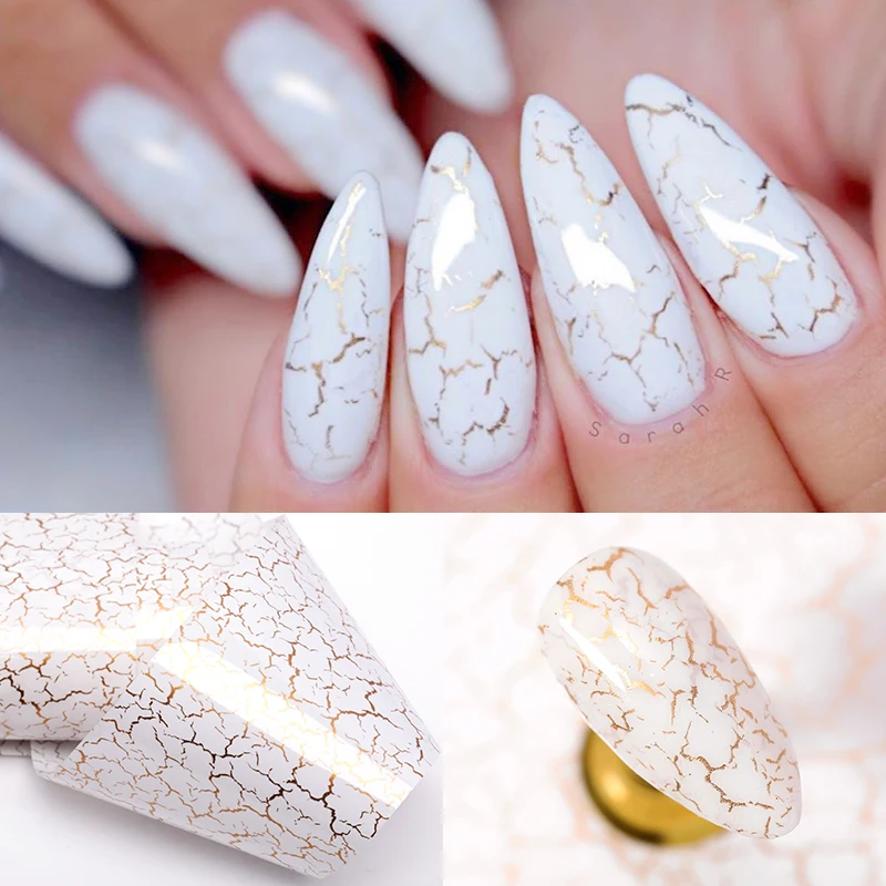 1 Box Glitter Marble Series Nail Transfer Foil Stickers Gold White And Black Bright Slider Nails DIY Decoration Manicures nail stickers nail art decoration nail decals