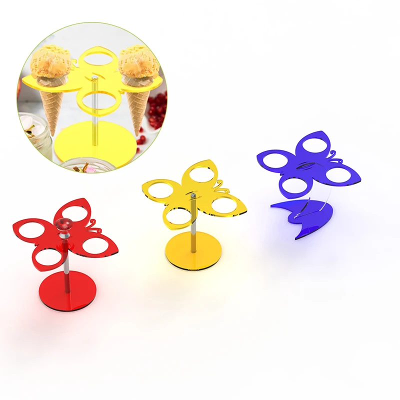 Transparent Acrylic Ice Cream Display Stand Cone Holder Stand Ice Cream Display Rack Sushi Roll Waffle Food French Fries Hand